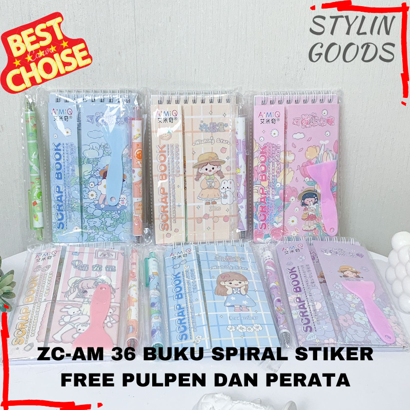 

STICKER SPIRAL ZC-AM36 BUKU BERGAMBAR + PULPEN DAN PERATA STICKER KARTUN LUCU IMUT BISA COD