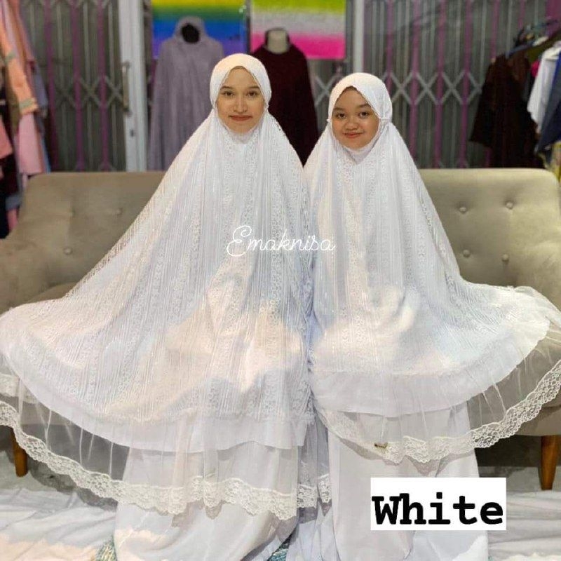 Mukena Swiss Putih by mukena Dalanova Mukena Couple Ibu dan anak Freegift