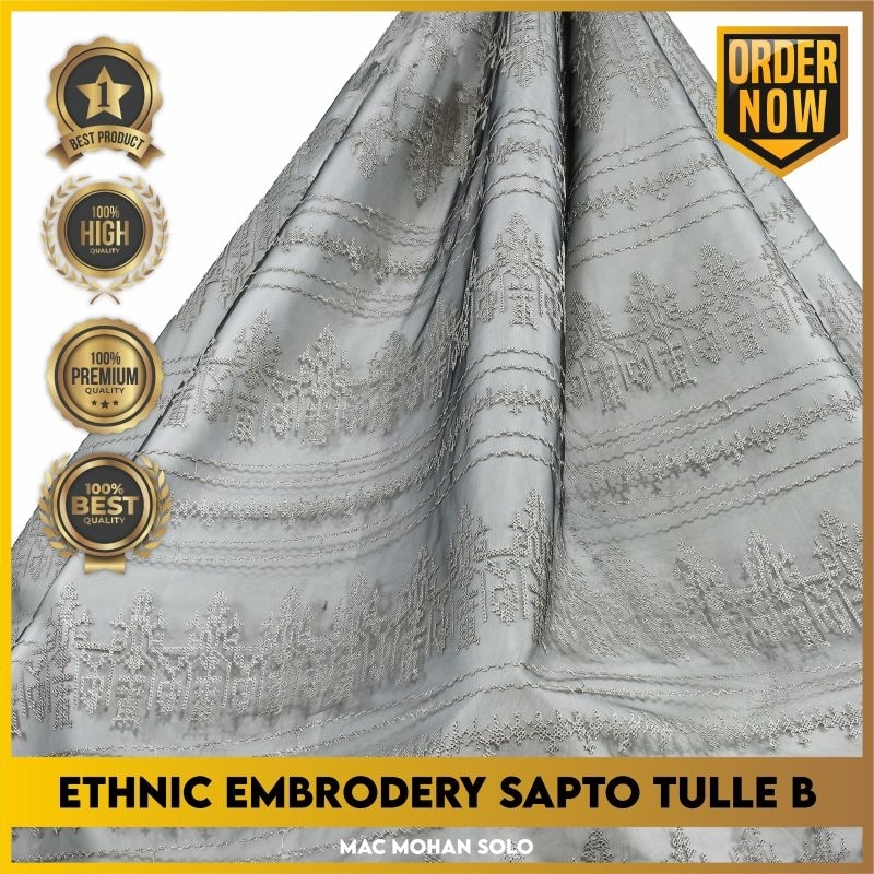 [NEW ARRIVAL] ETHNIC EMBROIDERY  TULLE SAPTO TYPE B PREMIUM TILE SUMBA BRODIR TEBAL PER 0.5M NEW DESIGN WEDDING DRESS KEBAYA BRIDESMAID AMONGTAMU PER 0.5M BY MACMOHAN