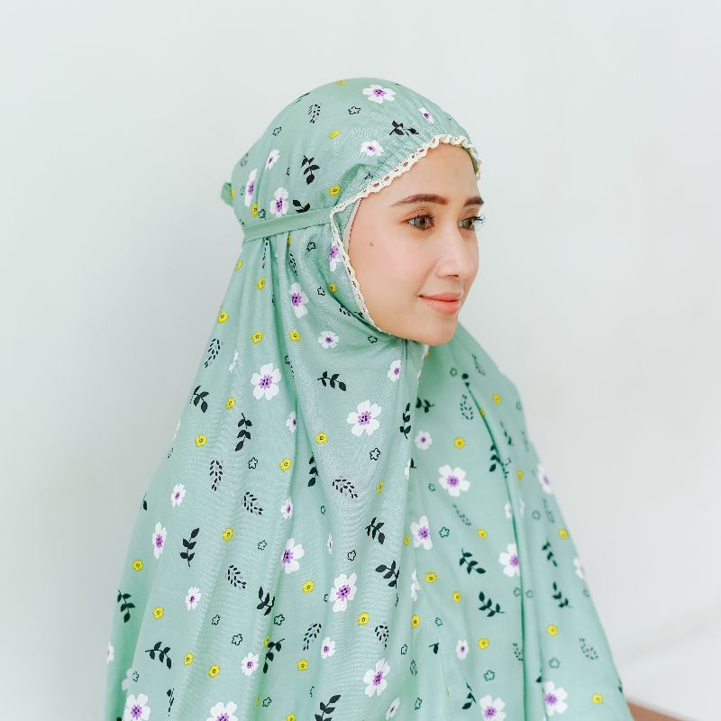 Mukena Resleting 2in1 TUNIK Rayon Motif Atas Bawah Berlengan
