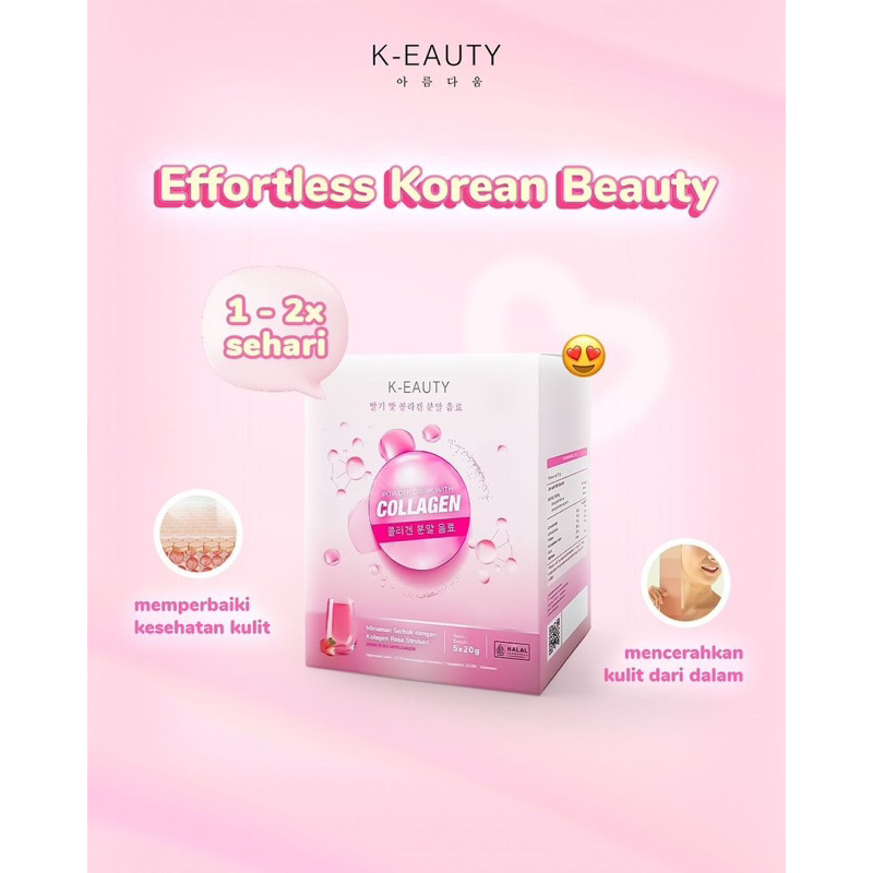 KEAUTY K-eauty 1 box ( 5 sachet ) collagen drink minuman kolagen beauty keauty k-eauty COLLAGEN strawberry