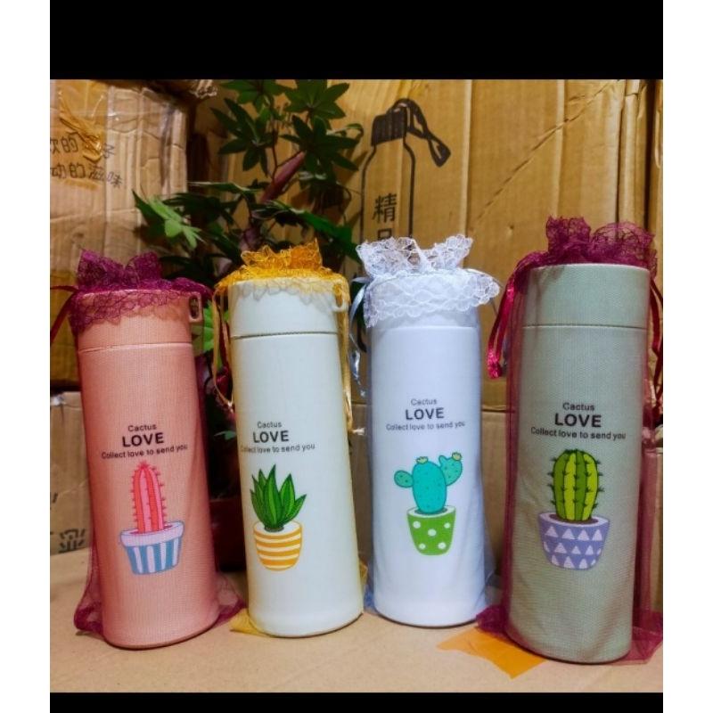 SOUVENIR BOTOL TUMBLER KACA KAKTUS KEMAS TILE