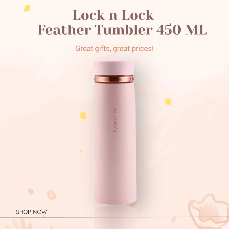 LOCKNLOCK FEATHER RING LIGHT VACUUM HOT&COOL 450ML TUMBLER STAINLESS STEEL LOCKNLOCK TUMBLR TERMOS