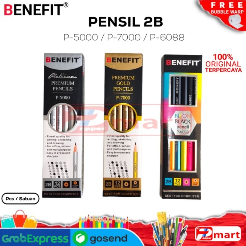 

Pensil 2B BENEFIT / Pensil Murah 2B / Gold Silver Neon Black / 1PCS