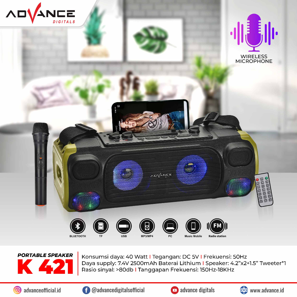 Advance Speaker K421 Speaker Bluetooth - 1 Mic Wireless