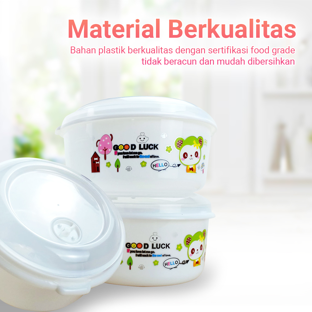 Tempat Penyimpanan Makanan Bentuk Bulat Plastik Multifungsi 3 in 1 /1 Sett