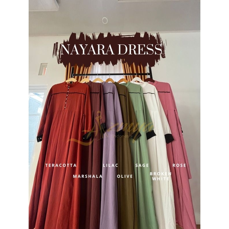 NAYARA DRESS  Busui Matt Cotton Crinkle List - Gamis Simple LD 110 GAMIS DAILY