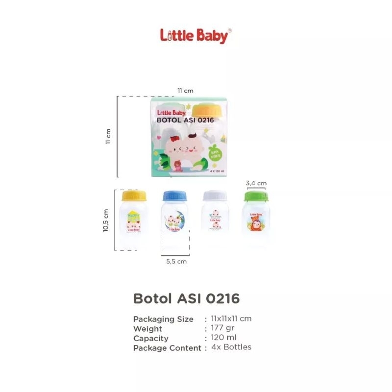Little Baby Botol Asi PP 120ml isi 4 pcs/ Tempat Asi