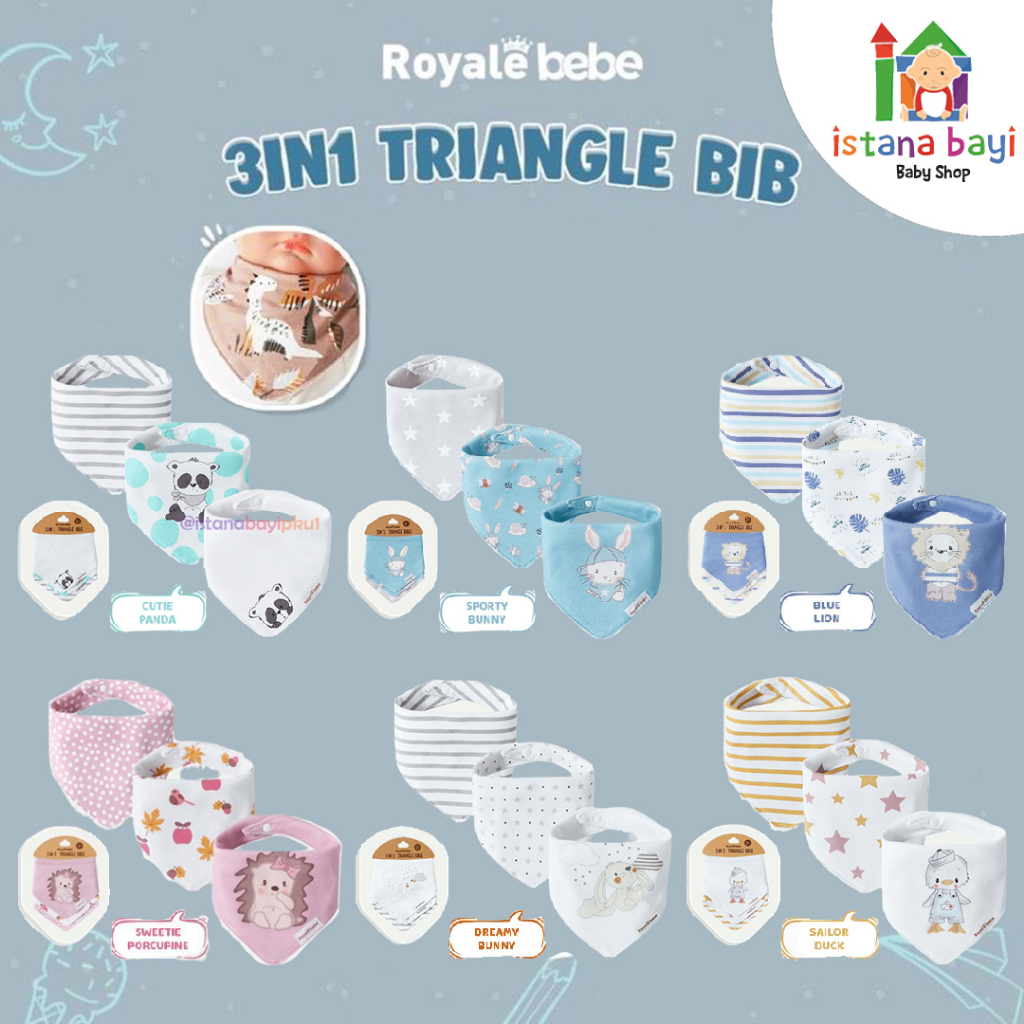 Royale Bebe Triangle Bibs / Slabber bayi/celemek bayi