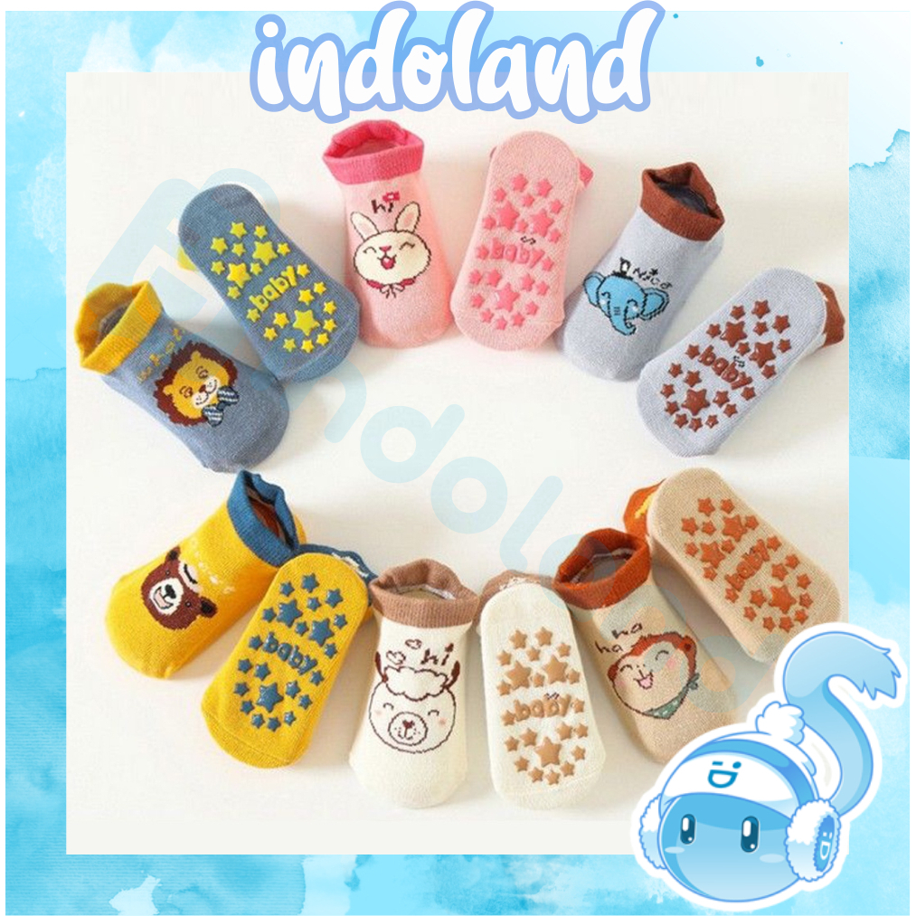 ☀ INDOLAND ☀  Kaos Kaki Anak Bayi Balita Animal Sock Anti Slip Unisex 0 3 tahun KK075