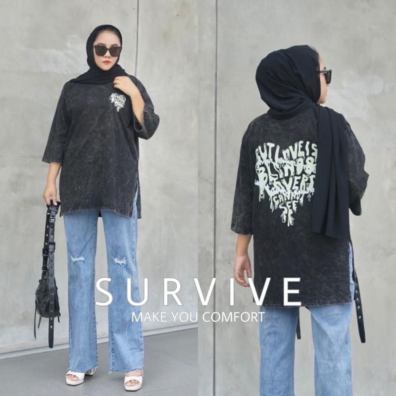Kaos Oversize Wanita Baju Atasan Oversize Hijab Survive