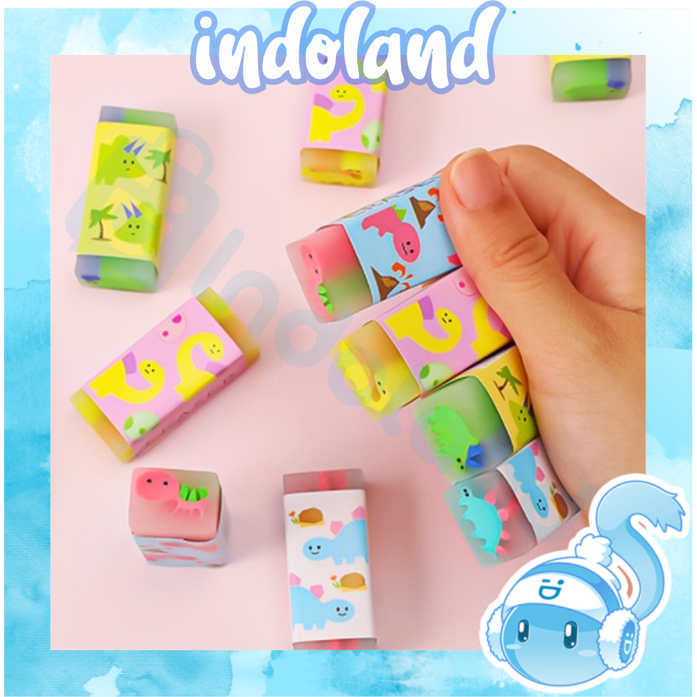 ☀ INDOLAND ☀  Penghapus Pensil Motif Cartoon Little Dinosaur Eraser Learning S071