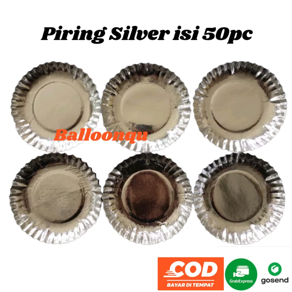 Piring Kue Kertas Silver isi 50 pcs / Piring Kue Tart Silver