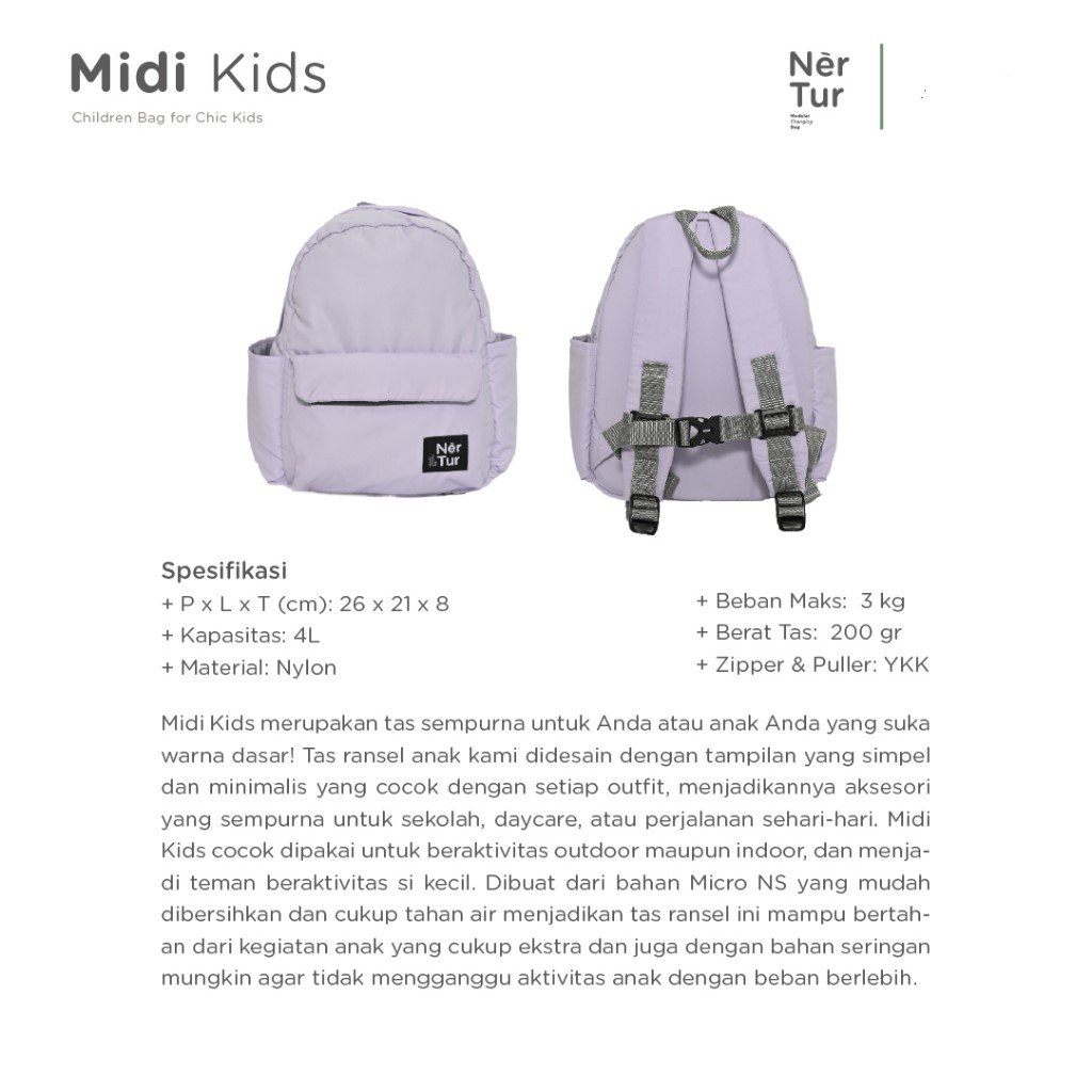 NERTUR Tas Anak Sekolah Ransel Toddler Backpack Midi Kids