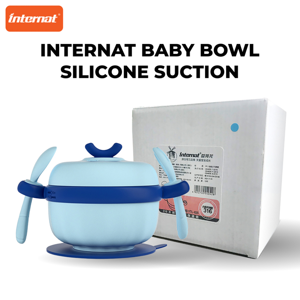 Internat  Baby Bowl Silicone Suction Stainless Mangkok Slip Anti Tumpah