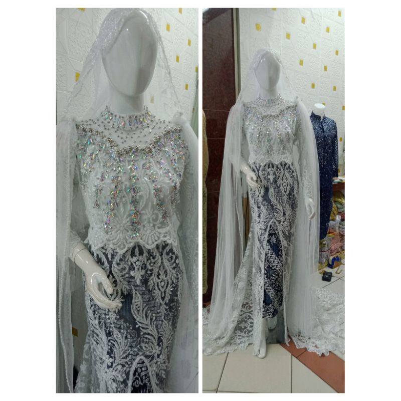 kebaya akad ekor full payet