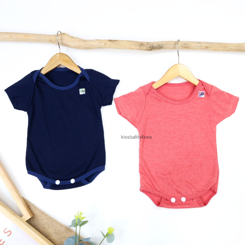 (SNI) Jumper Bayi Polos uk 0-12 Bulan / Bahan Katun Jumpsuit Baby Baru Lahir Lengan Pendek Laki Laki Perempuan Baju Anak New Born Babycinnamon