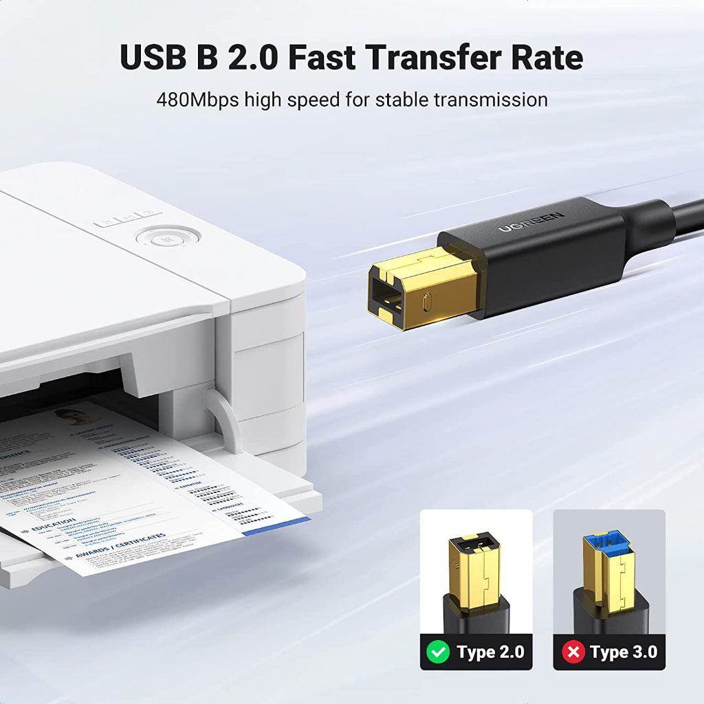 UGREEN Kabel Printer Epson HP Canon USB A To Usb 2.0B ,Type C To Usb 2.0B