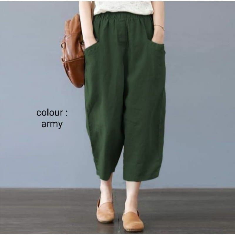 Celana Wanita Willow Korean Pants  Bahan Twill Combed