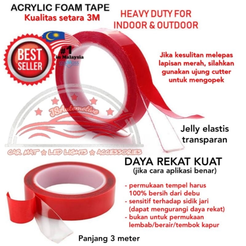 

Perekat Isolasi DoubleTape Gel transparan (Panjang 3 meter) Double Tape jelly Bening lentur elastis