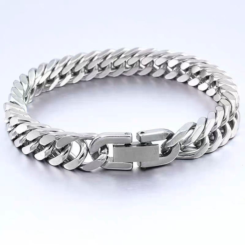 COD GELANG TITANIUM RANTAI BAJA SILVER MODEL TERLARIS RANTAI KOTAK/GELANG PRIA