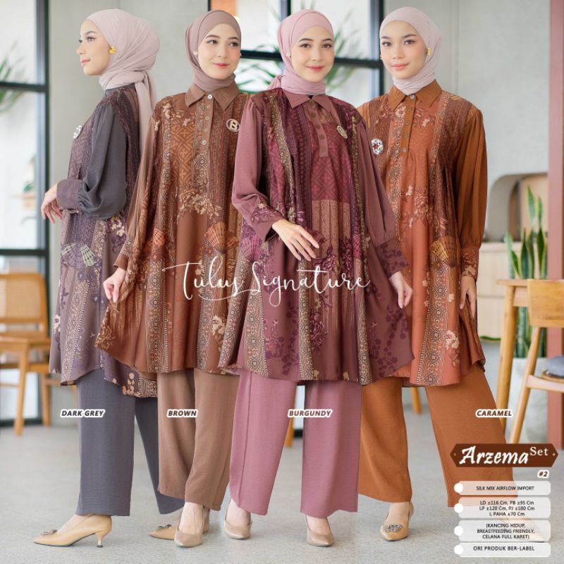 ARZEMA SET #2 BY TULUS SIGNATURE / ONESET SILK PREMIUM MUSLIMAH / Setelan celana wanita LD116