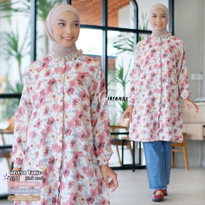 LIVYA TUNIK #18 BY GHAFFA THE LABEL / TUNIK CRINKLE MOTIF WANITA MUSLIMAH / Atasan LD 110