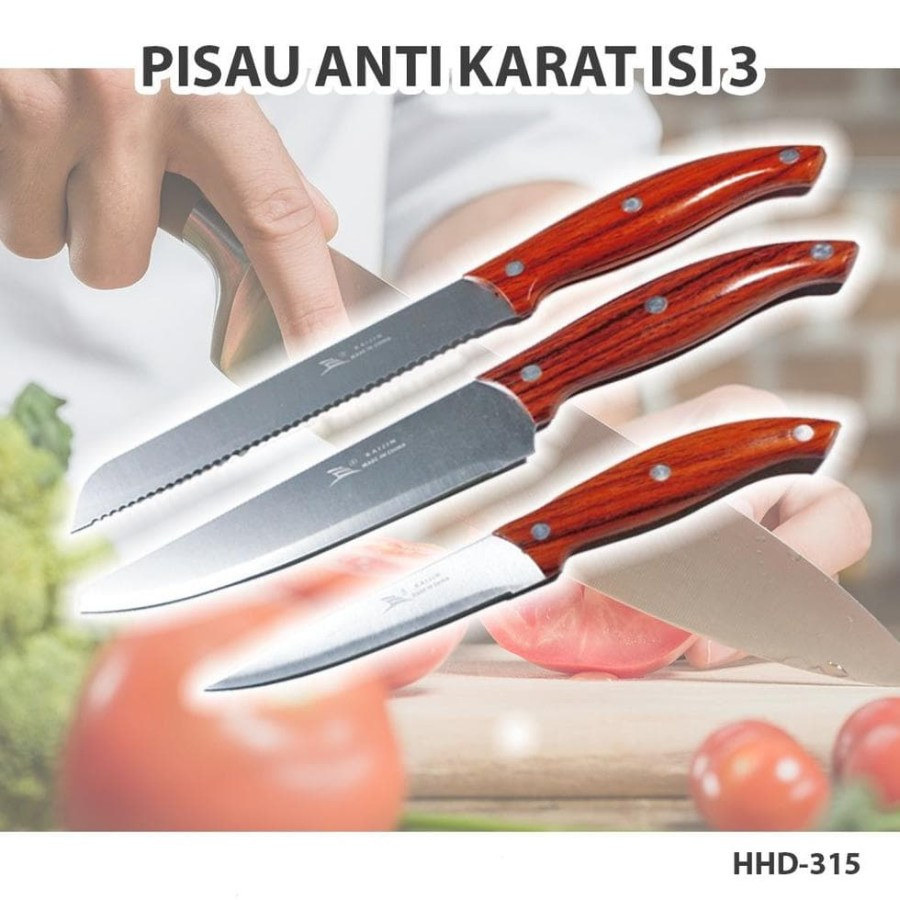 knife set Pisau dapur stainless steel Pisau set Pisau Stainless 3in1/ PISAU DAPUR ALAT MASAK Peralat