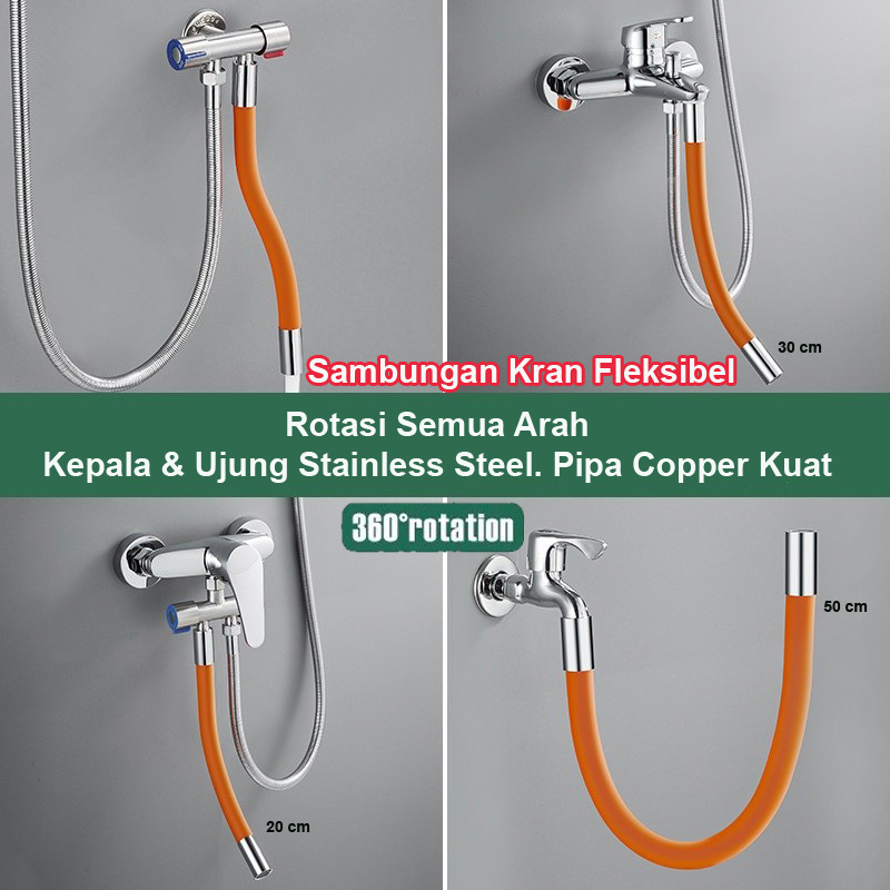 Sambungan Selang Kran Air Fleksibel #60 Derajat Elastis Keran Lentur