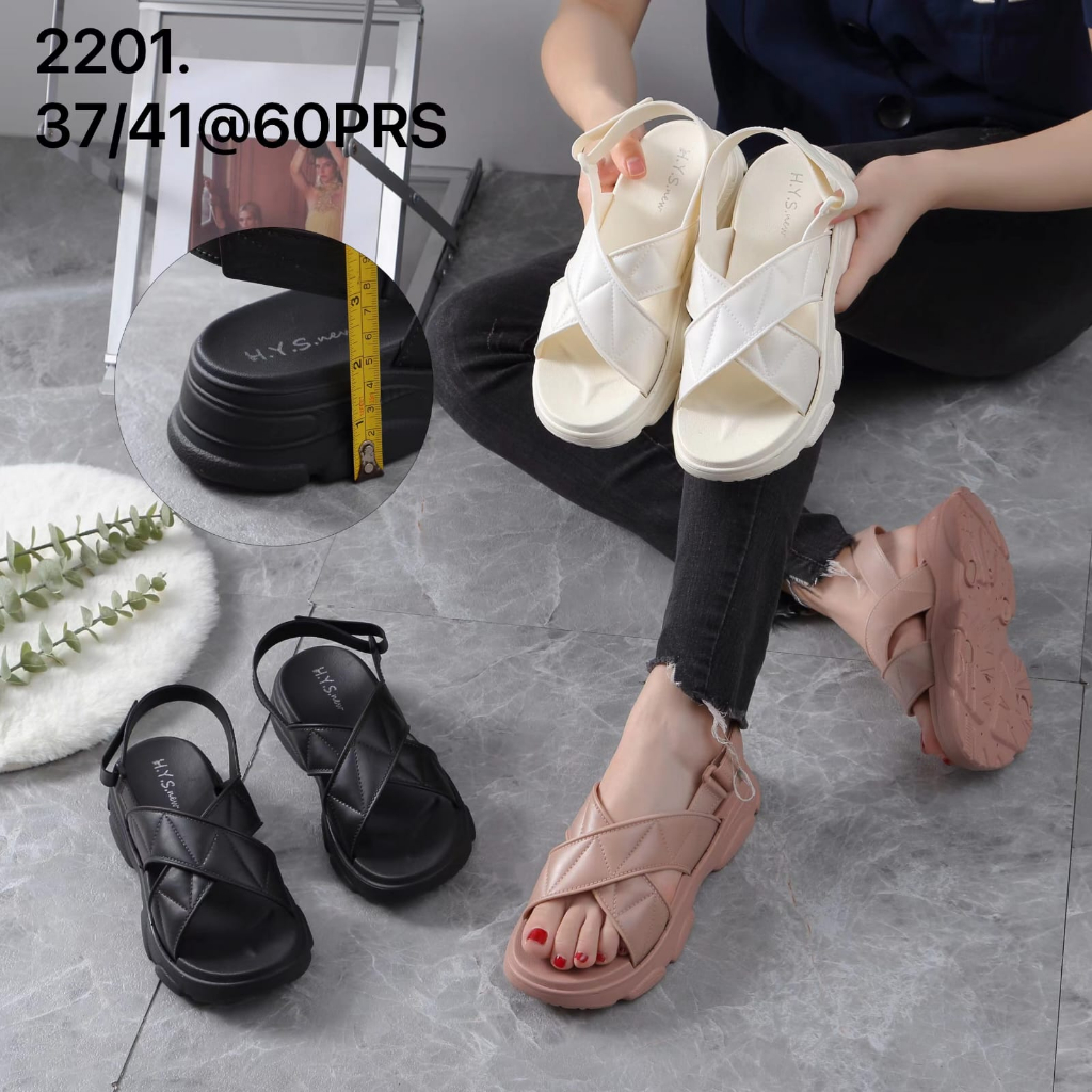 Sandal Wanita Terbaru /Sendal Selop Tali Wedges Jelly HYS NEW 2268-1/Sendal Karet Kekinian