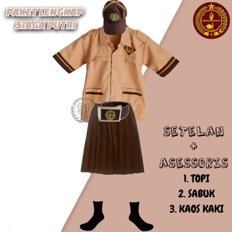 Seragam sekolah paket lengkap setelan pramuka siaga putri SD