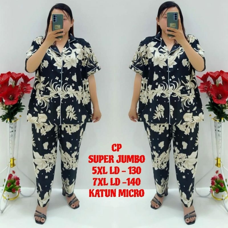 Baju Tidur Piyama Super Jumbo Big Size CP 5XL LD 130cm dan CP 7XL LD 140cm