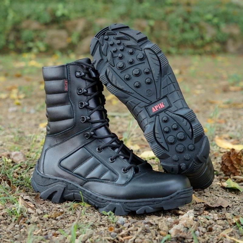 SEPATU PDL PASKHAS MERK APIK BAHAN KULIT SAPI ASLI SEPATU PDL DINAS LAPANGAN TNI POLRI SECURITY SATPAM SEPATU BOOTS PRIA WANITA