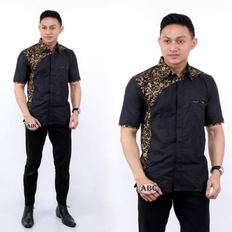 Baju Seragam Kombinasi Batik Pria lengan pendek | Seragam Kerja | Seragam Officeboy | Seragam Waiters