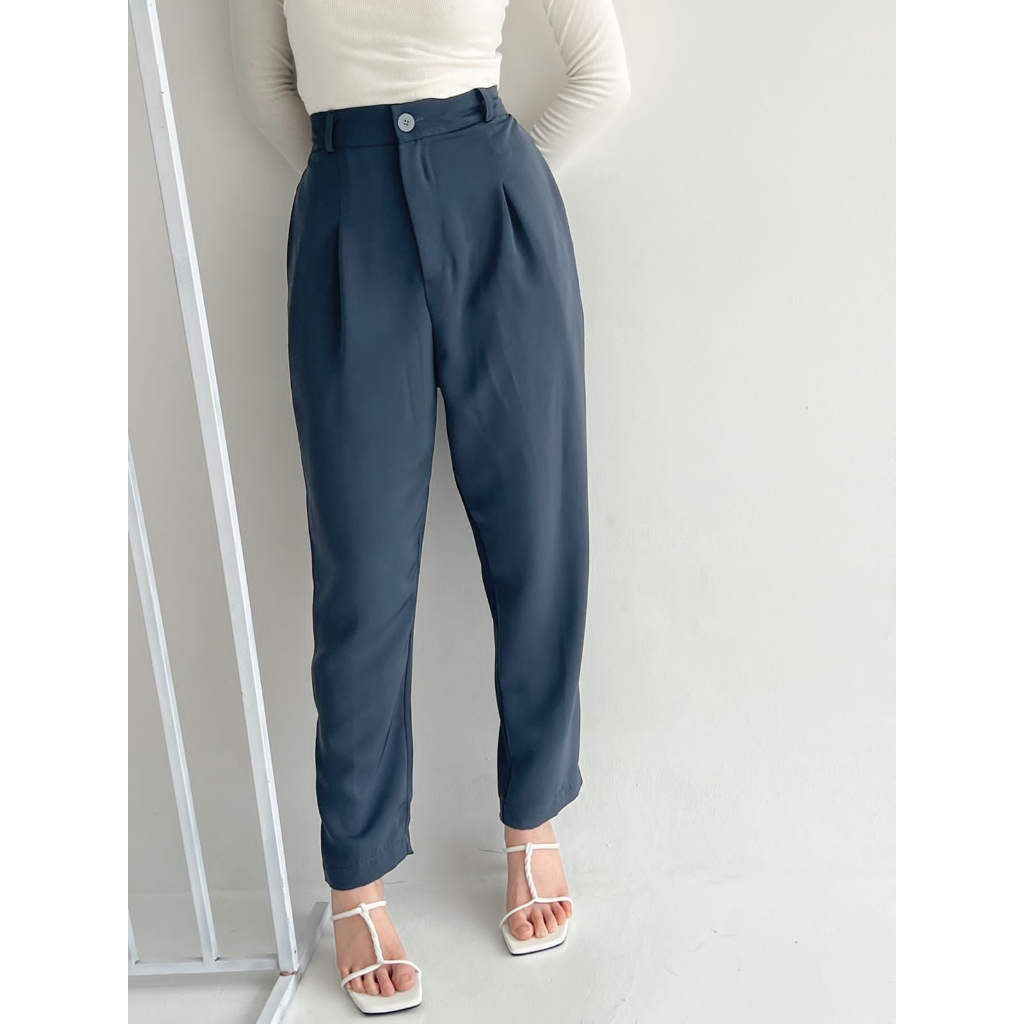 Kenny Pants Polyester Premium - Celana Highwaist Anti Kusut - Celana Kantor Kulot Wanita - Pencil Pants / KENNY SJJ 837