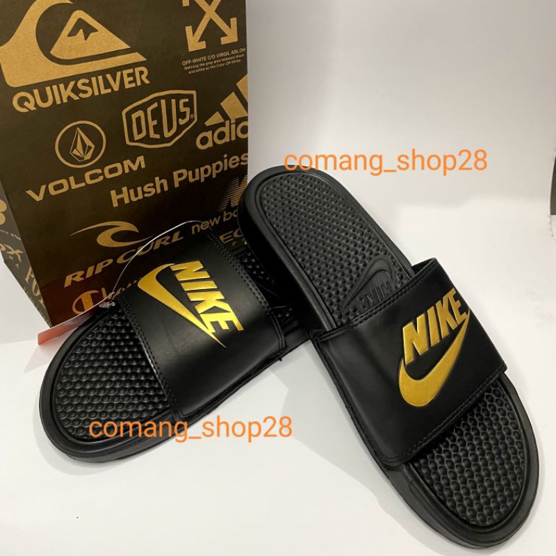 Sandal Sendal Slop Selop Slip On Slide Pria Wanita Cowok Cewek Laki Laki Casual Kekinian NK Lis Gold