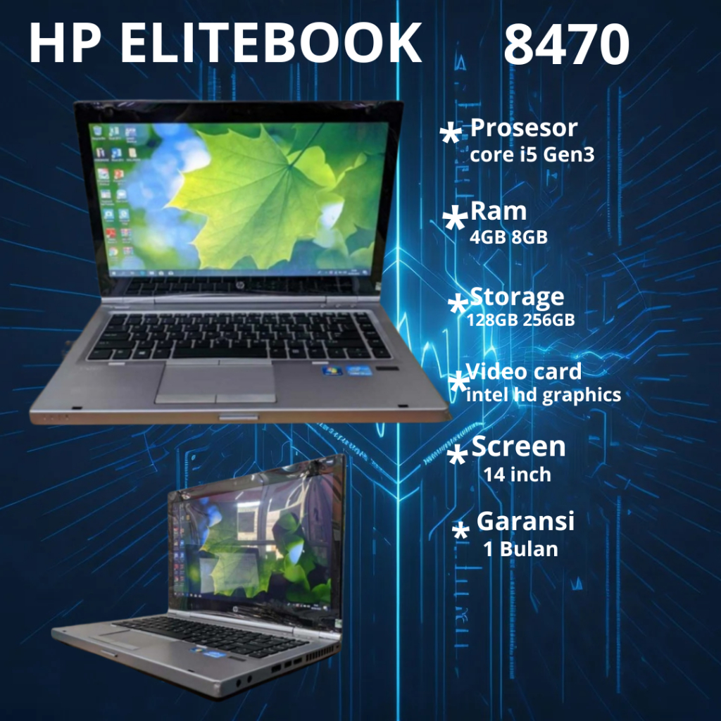Laptop HP Elitebook 8470 core i5 gen3 ram 4gb hdd 500gb bergaransi