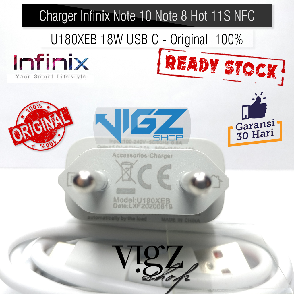 Charger Infinix Note 10 Note 8 Hot 11S NFC U180XEB 18W USB C Original 100%