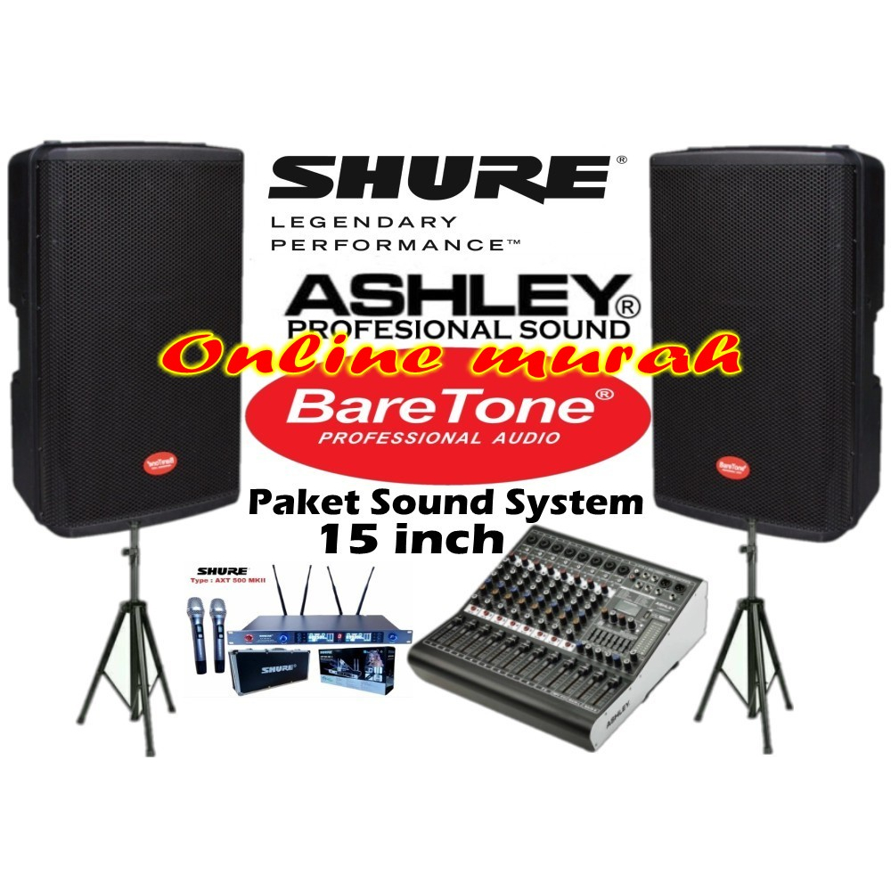 paket sound baretone max15h 15 inch shure axt500 ll ashley super m8