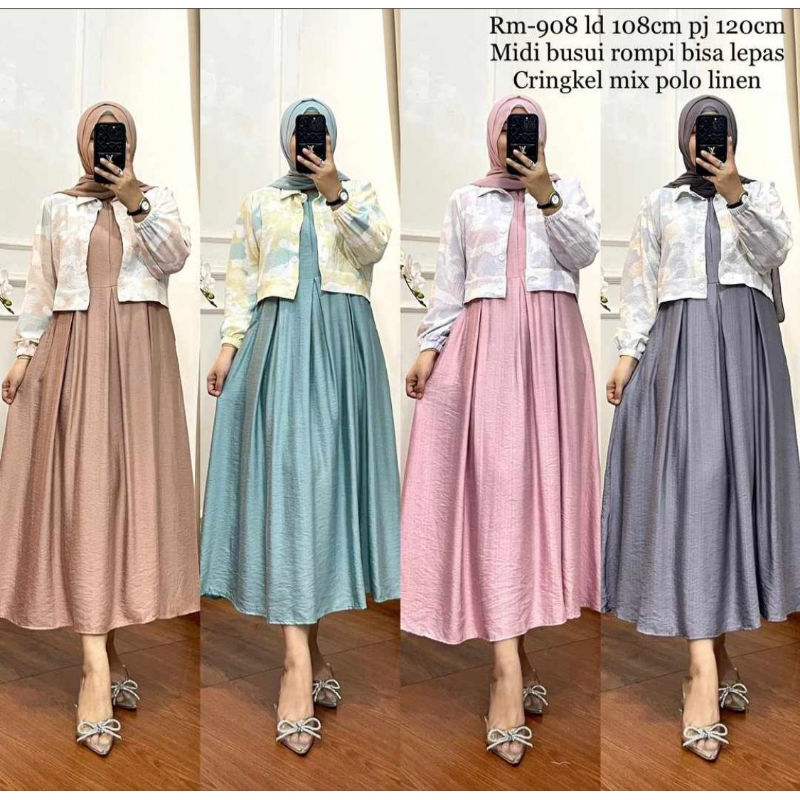 DRESS POLO LINEN MOTIF // DRESS IMPORT PREMIUM // TERUSAN IMPORT PREMIUM // FASHION MUSLIM IMPORT PREMIUM // FASHION IMPORT PREMIUM BKK