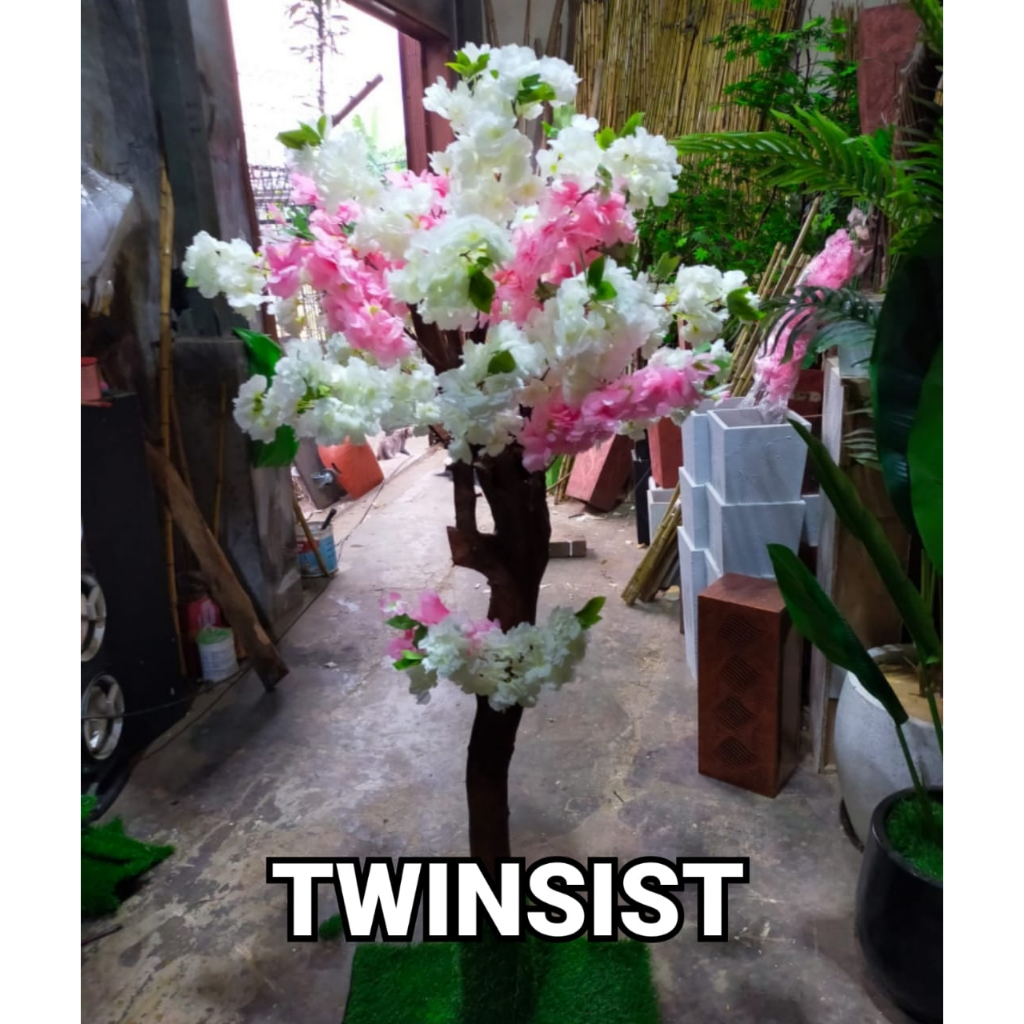 Pohon Sakura Imlek Blossom Plastik Artificial Palsu Tinggi 150 cm / Bunga Sakura Plastik / Pohon Hia