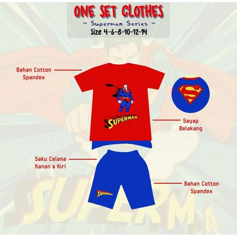 Setelan LONDON KIDS bersayap Superman 2-7thn