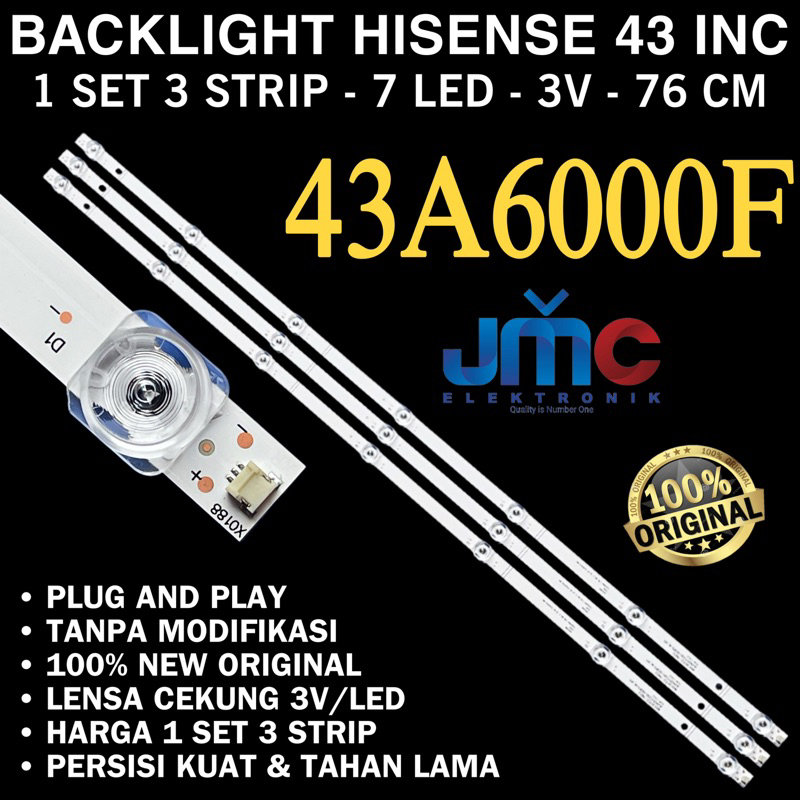Backlight tv Hisense 43A6000F 43A6000 LAMPU LED TV HISENSE 43 INCH JL.D42571330-003JS-M-V02 7K LENSA CEKUNG 3V