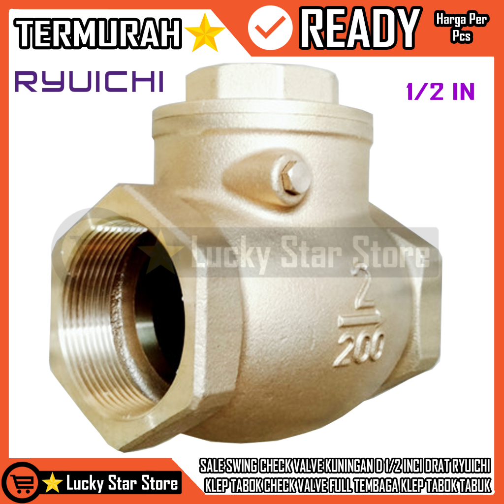 HOT SALE SWING CHECK VALVE KUNINGAN D. 1 14 DRAT RYUICHI KLEP TABOK TABUK KLIP KLEP KUNING KEEMASAN 