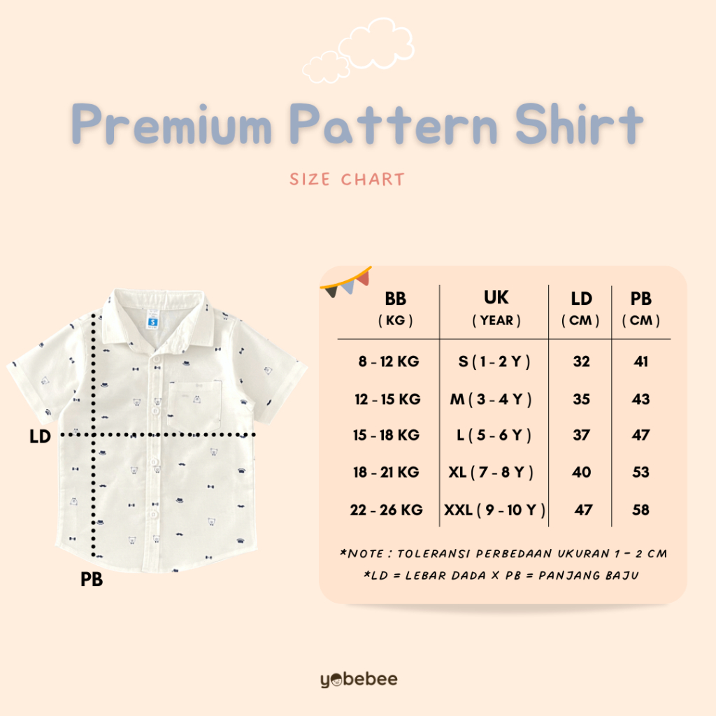 Yobebee Kemeja Katun Premium Pattern Tangan Pendek Anak Laki Laki Usia 2 4 6 8 Tahun Baju Atasan Kids Motif Karakter Boy Shirt Model Casual Formal Kemeja Kerah Anak Cowok