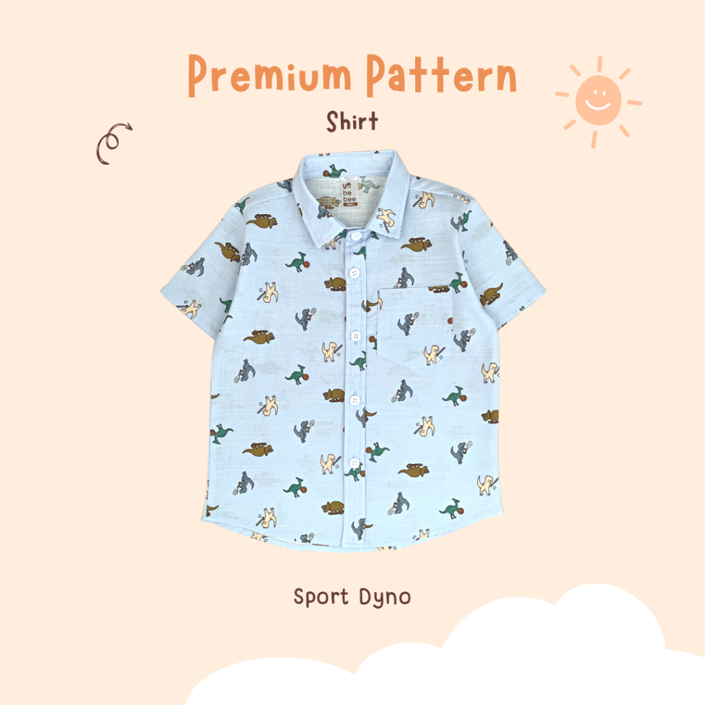 Yobebee Kemeja Katun Premium Pattern Tangan Pendek Anak Laki Laki Usia 2 4 6 8 Tahun Baju Atasan Kids Motif Karakter Boy Shirt Model Casual Formal Kemeja Kerah Anak Cowok