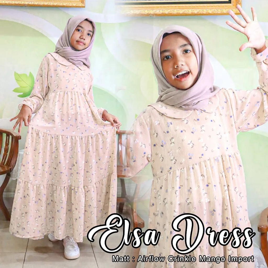 Best Seller - ELSA DRESS Gamis Wanita anak Terbaru 2023 Elegan Gamis anak Kekinian Viral Gamis Moder