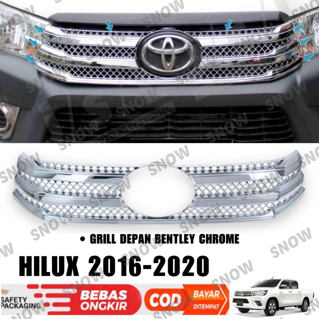 Grill Depan All New Hilux Revo 2016 2018 2019 Front Grill Bentley Chrome