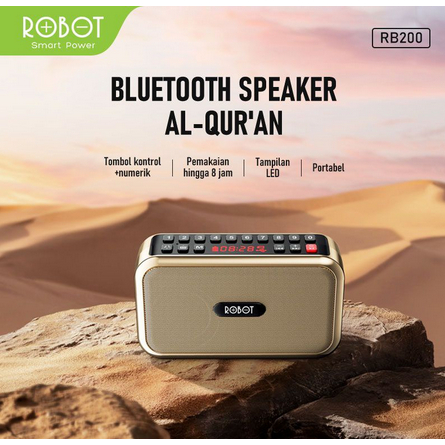 ITSTORE Speaker Robot RB200 Speaker Bluetooth 5.1 Original Alquran tombol kontrol numerik dan layar LED