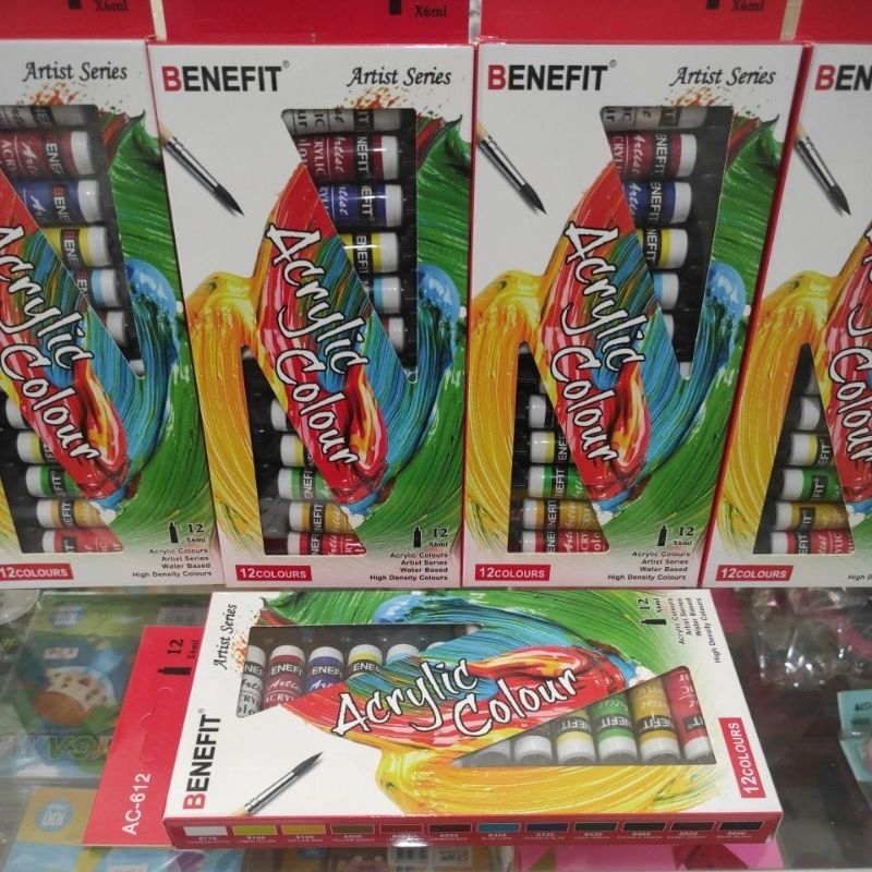 

Cat lukis Acrylic BENEFIT isi 12 warna